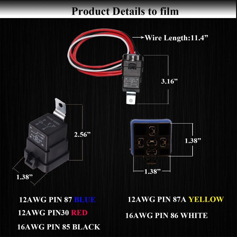 HOPUT 1 Pack 60/80 Amp 12 Volt Waterproof Automotive Relay with Pigtail, 5-Pin Heavy Duty 12 AWG Tinned Copper Wires Marine Relays for Boats Auto Fan Cars - Image 2